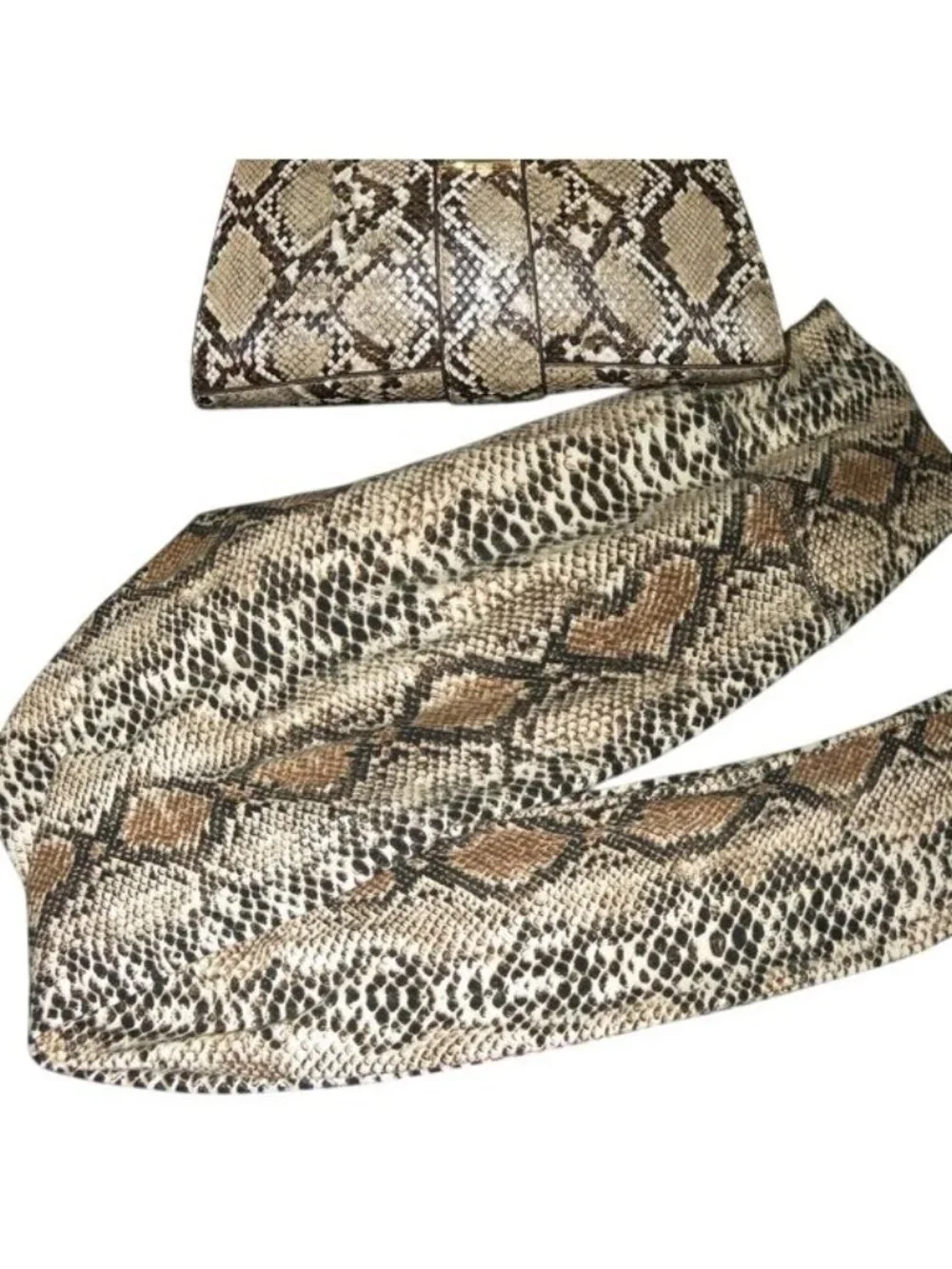 Python Vegan Leather Handbag and matching leggings size small with inseam 28